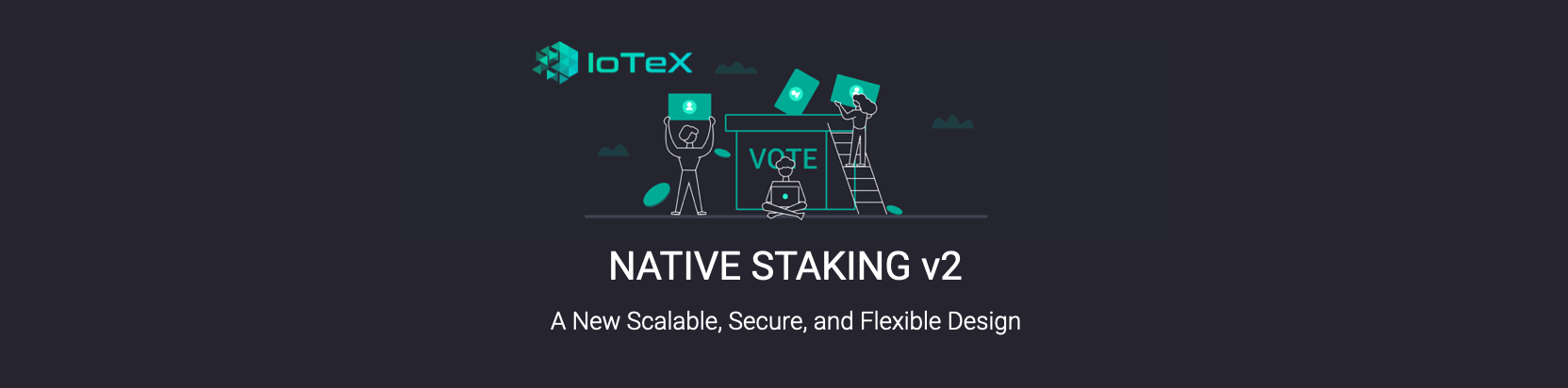 Featured image for article "IoTeX Native Staking v2 — A New Scalable, Secure, and Flexible Design" from IoTeX Blogs