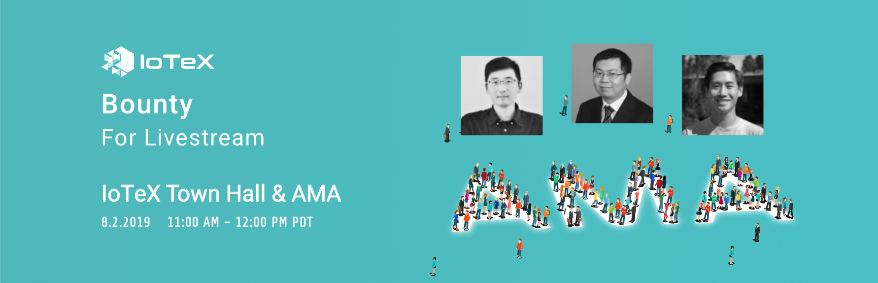 Featured image for article "IoTeX Town Hall +AMA Livestream —August 2/19" from IoTeX Blogs