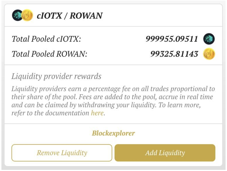 Image: cIOTX / ROWAN Liquidity Pool