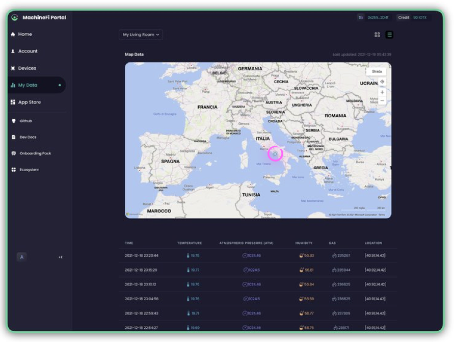 Graphic - My data, showing a map of your Pebble's location