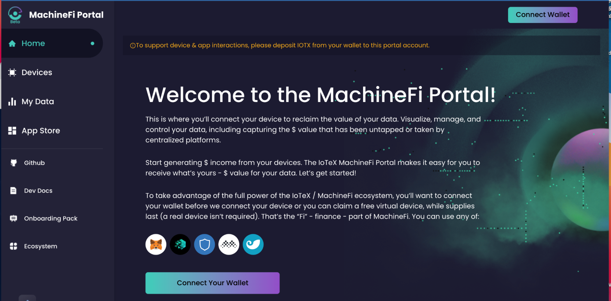 Graphic - Welcome to the MachineFi Portal