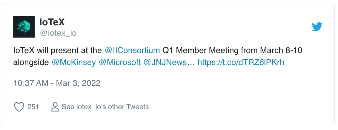 Screen shot of IIC tweet