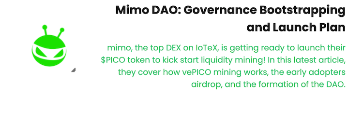 mimo DAO: Governance Bootstrapping and Launch Plan