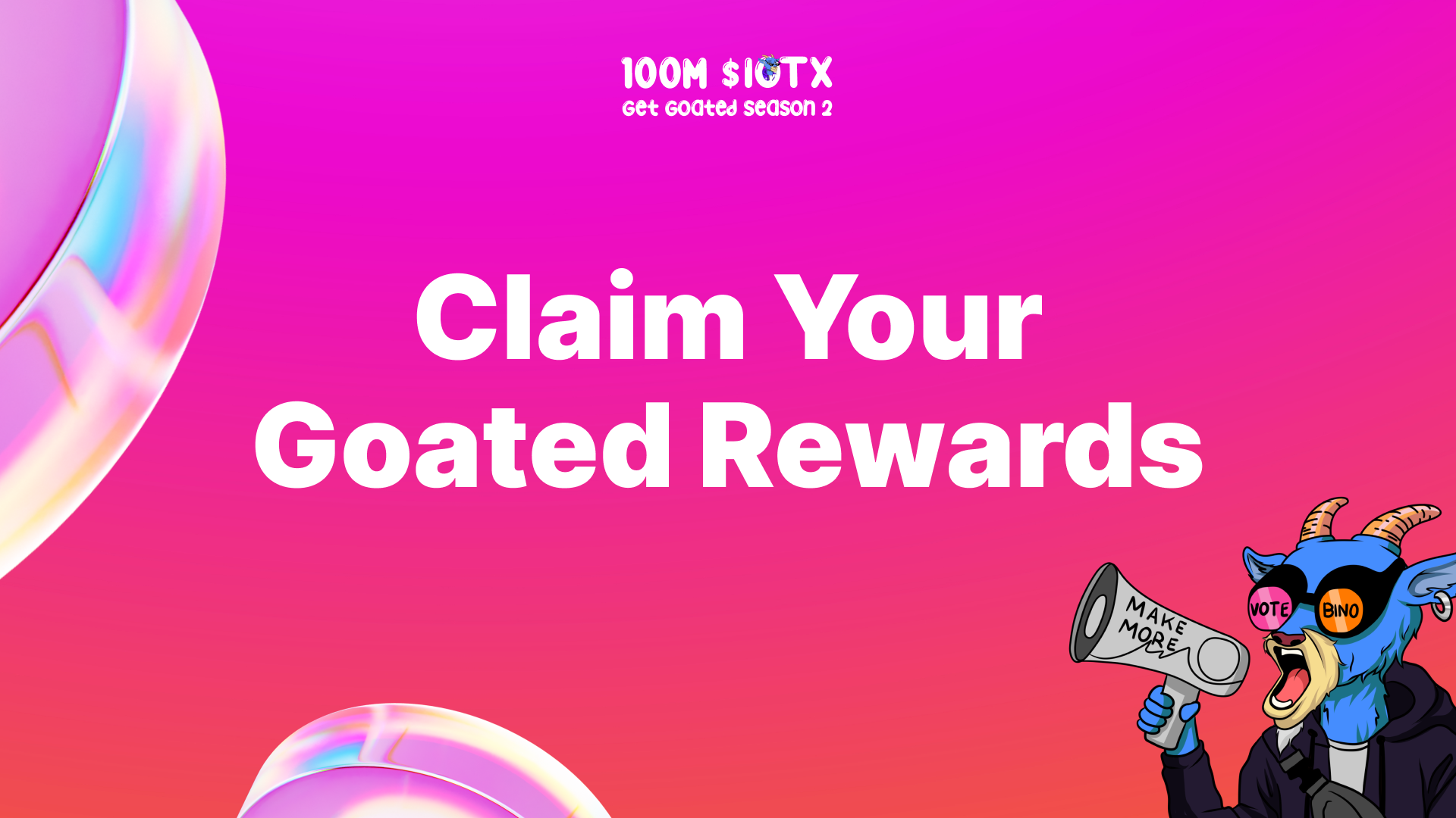 Featured image for article "Claim your Goated Rewards" from IoTeX Blogs