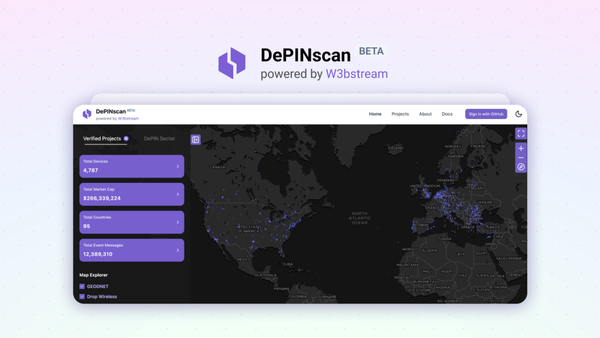 W3bstream 首个微服务 DePINscan 上线，全览 DePIN 领域独家洞察和现实世界设备实时动态